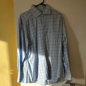 Men's Light Blue Windowpane Dress Shirt - Classic Fit